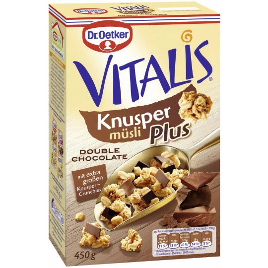 Dr. Oetker Vitalis Knusper Plus Double Chocolate 450G 1 Dr. Oetker Vitalis Knusper Plus Double Chocolate 450G