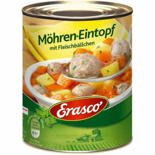 Erasco Möhren-Eintopf Mit Fleischbällchen 800G -Meßmer Ladenverkäufe erasco mhreneintopf mit fleischbllchen 800 g