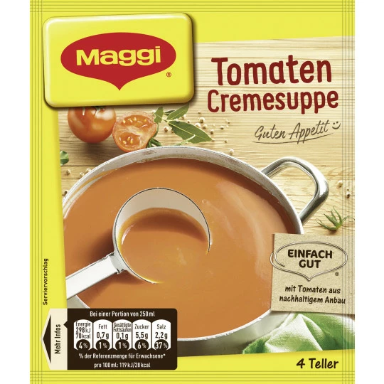 Maggi Guten Appetit! Tomaten Cremesuppe Ergibt 1L 1 Maggi Guten Appetit! Tomaten Cremesuppe Ergibt 1L