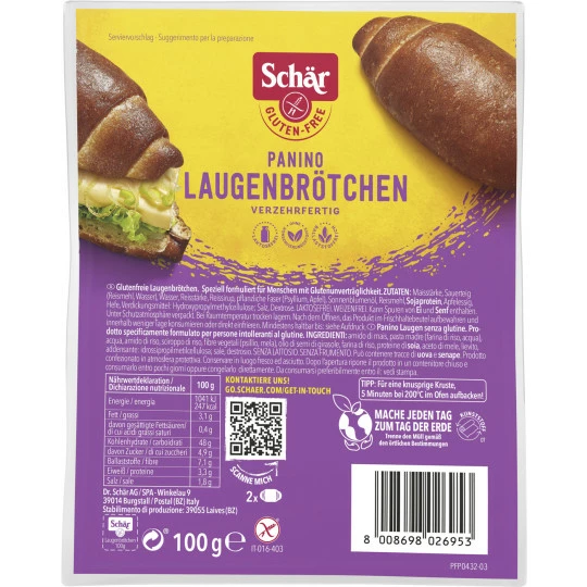 Schär Panino Laugenbrötchen 100G 1 Schär Panino Laugenbrötchen 100G